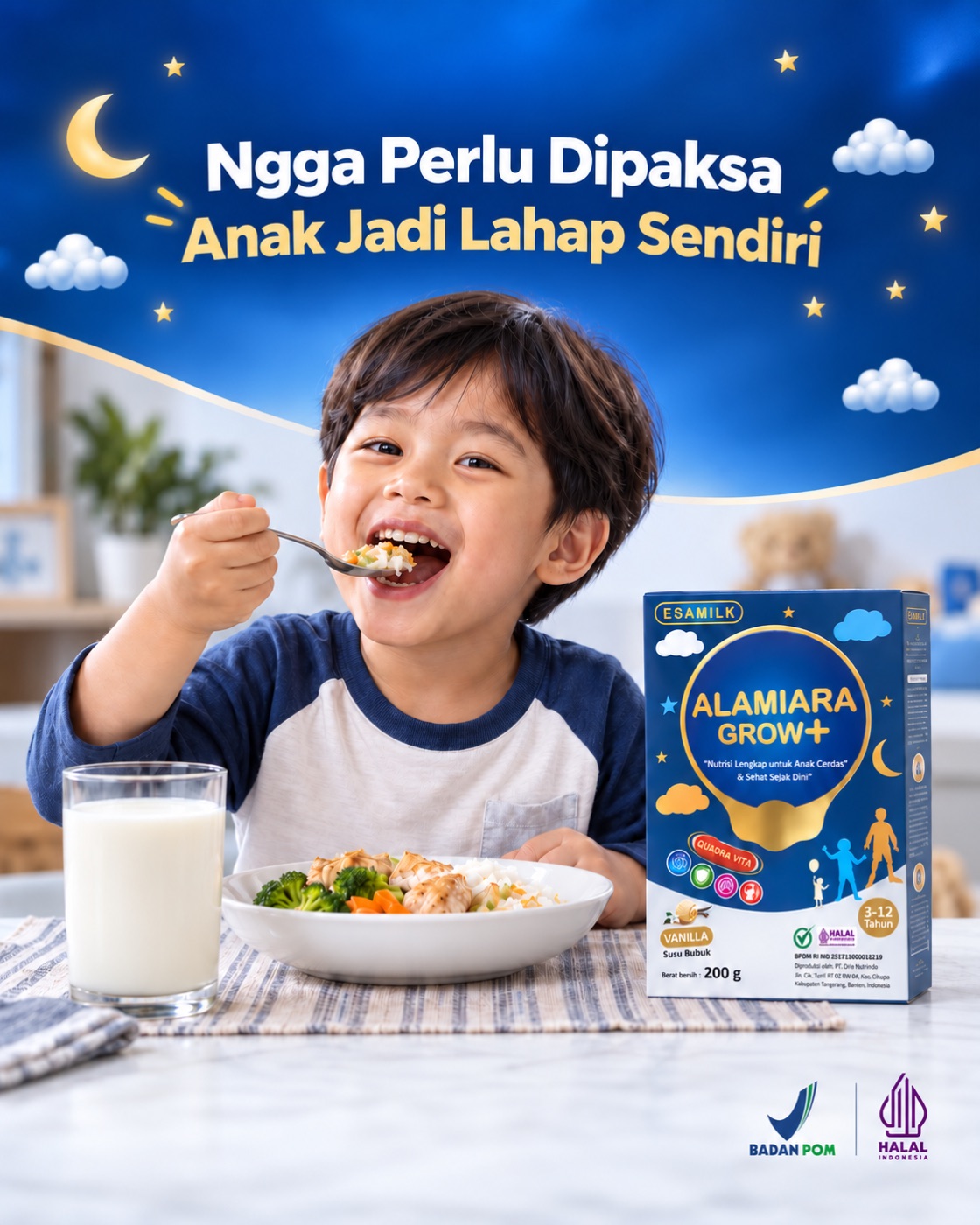 Anak makan lahap dengan Alamiara Grow+