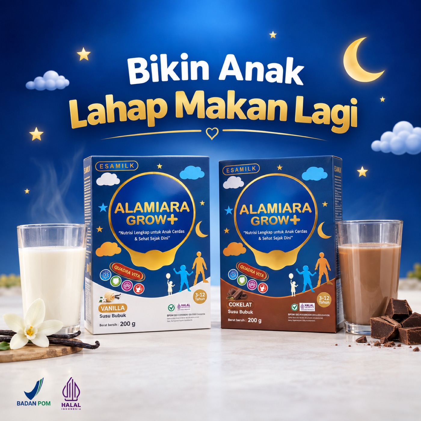 Alamiara Grow+ Vanilla dan Cokelat